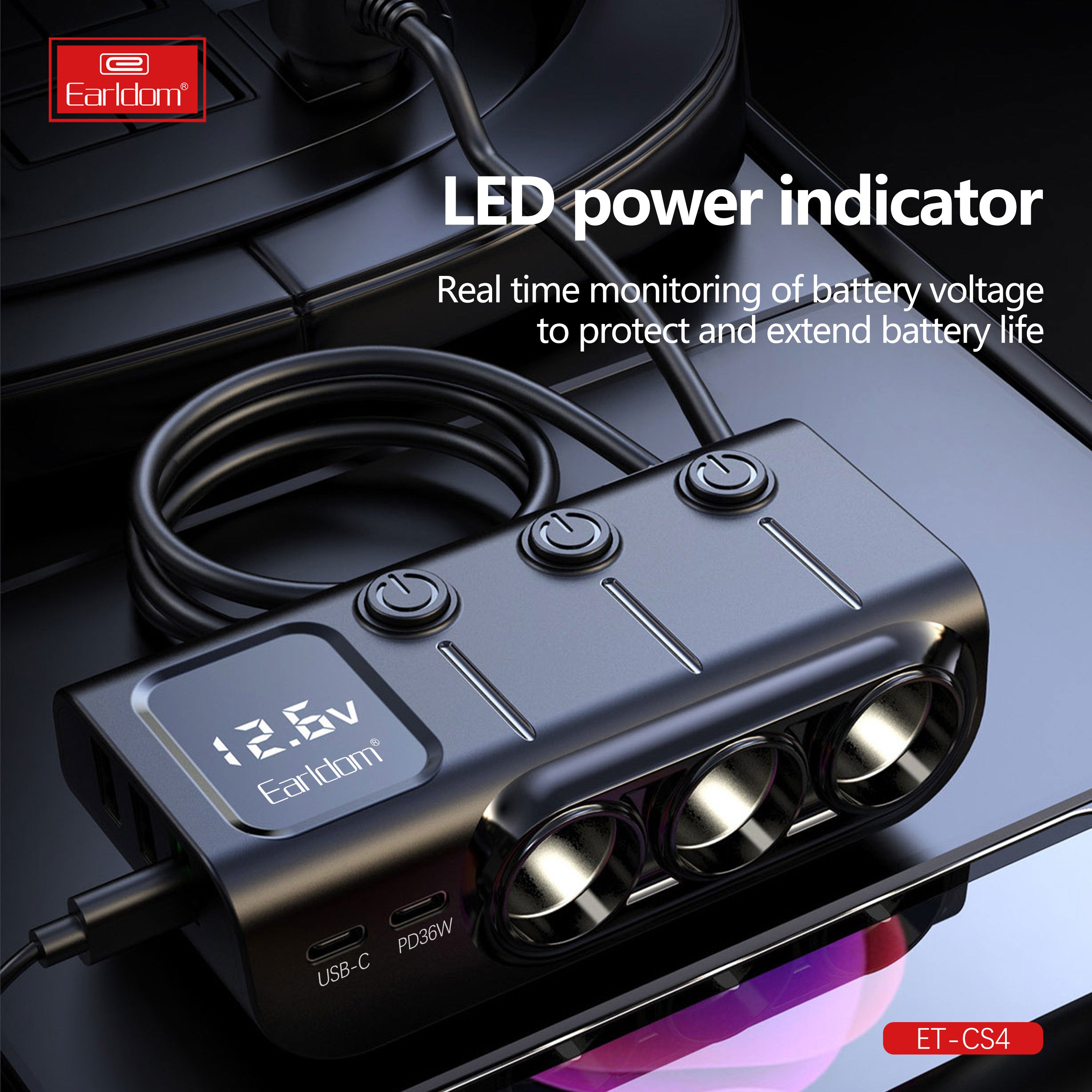 120W 3USB+2PD 3socket display current ET-CS4 120W 3USB+2PD 3socket display current ET-CS4